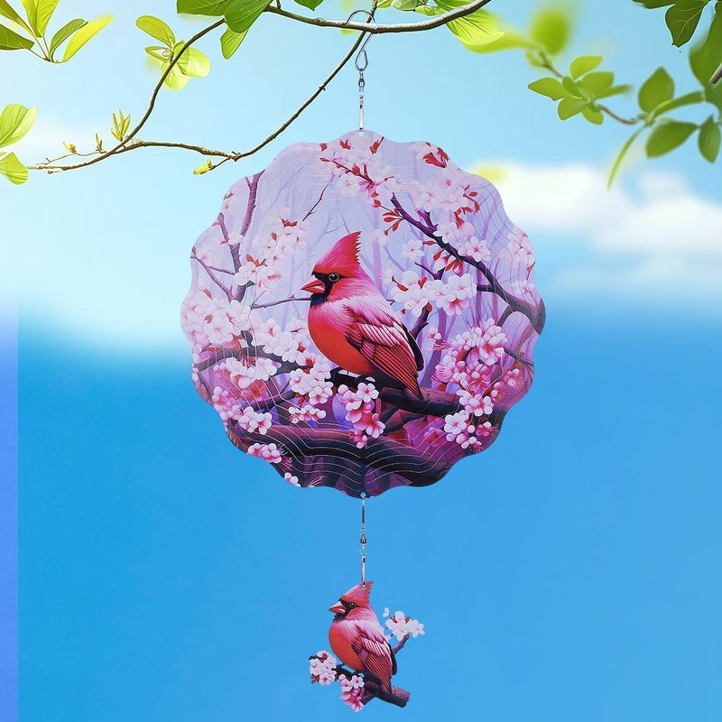 Riletese Cardinal Wind Spinners Outdoor - 3D Metal Wind Spinner for Yard and Garden Art Decor, Hanging Kinetic Wind Spinners, 12 Inch Bird Wind Sculpture, Cardinal Gifts for Women Men - Image 1